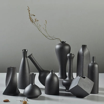 Frosted Black Ceramic Vases