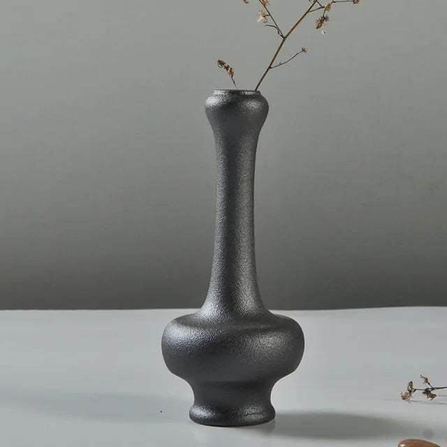 Frosted Black Ceramic Vases