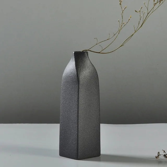 Frosted Black Ceramic Vases